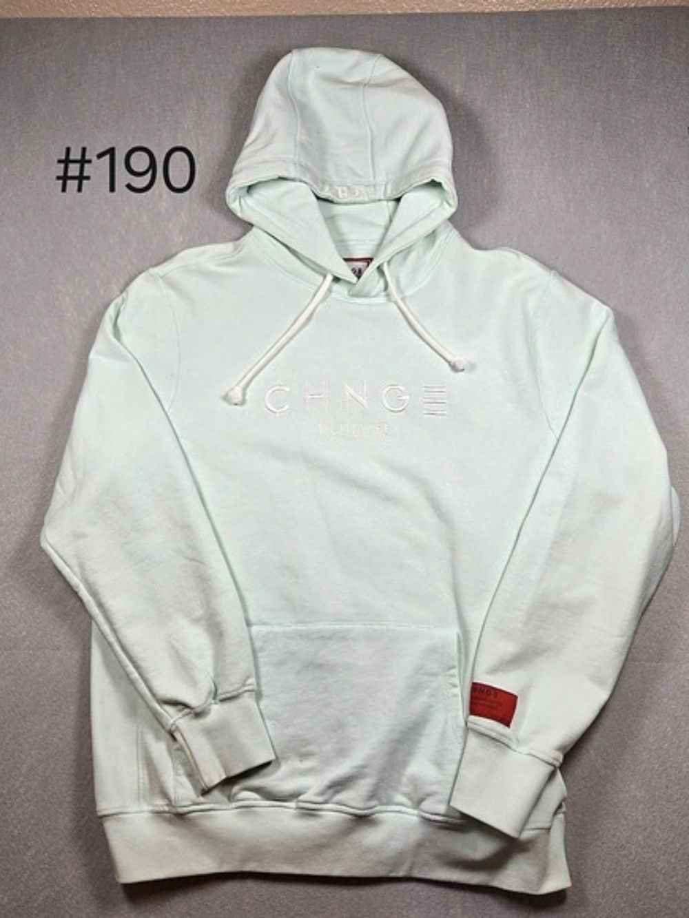 CHNGE Mint Green Heavyweight Embroidered Logo Hoodie - Size Large